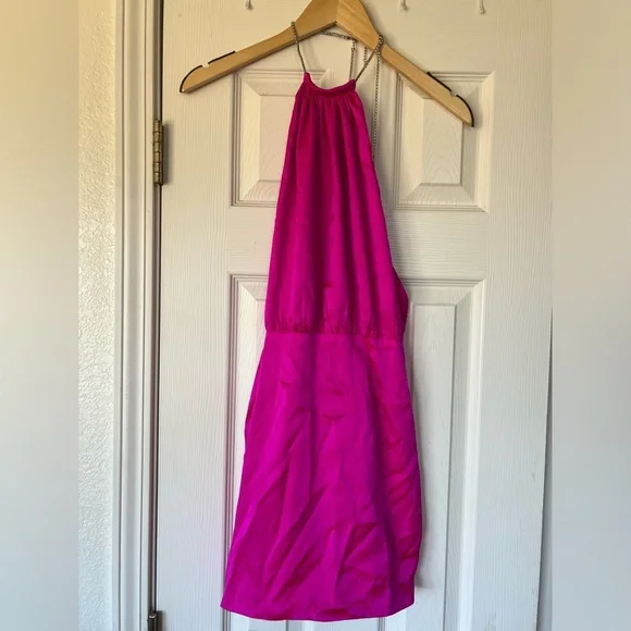 NWOT Retrofete Anahita Pink Silk Halter Neck Mini Dress Size XS - Picture 6 of 14